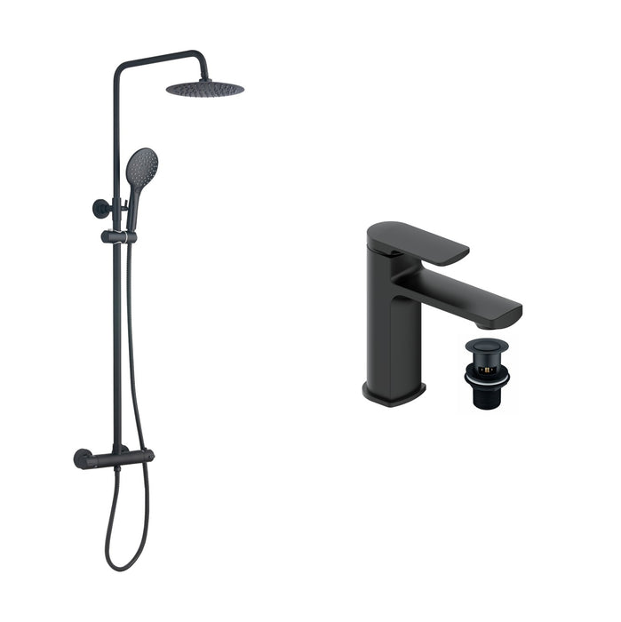 Tailored Round Shower Set & Basin Mixer Tap Package