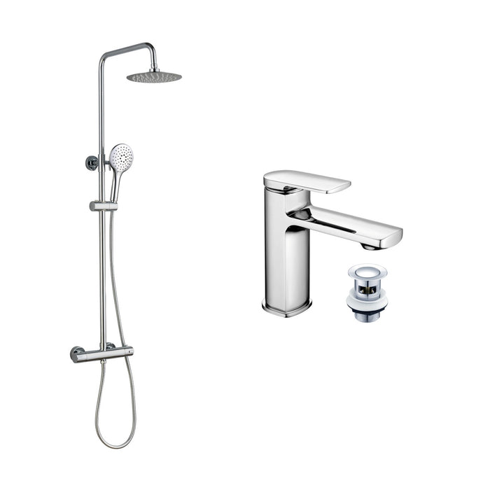 Tailored Round Shower Set & Basin Mixer Tap Package