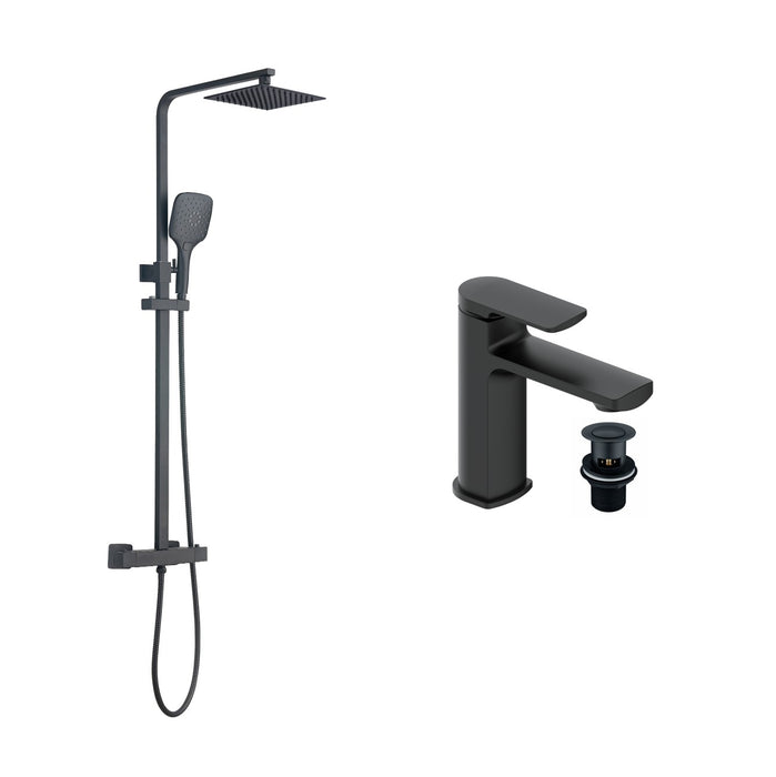 Tailored Square Shower Set & Basin Mixer Tap Package