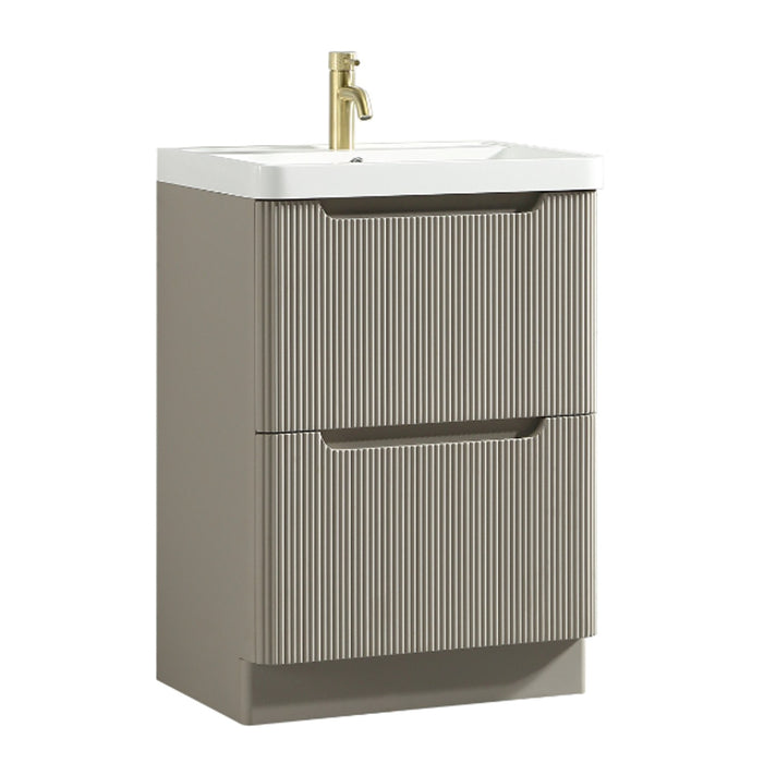 Tailored Monza 600mm 2 Drawer Fluted Floorstanding Vanity Unit with Basin