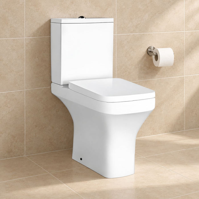 Tailored Savona Rimless Comfort Height Square Open Back Close Coupled Toilet with Soft Close Seat