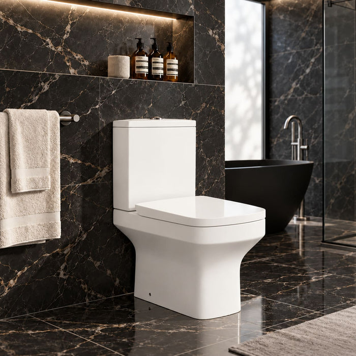 Tailored Savona Rimless Square Open Back Close Coupled Toilet with Soft Close Seat