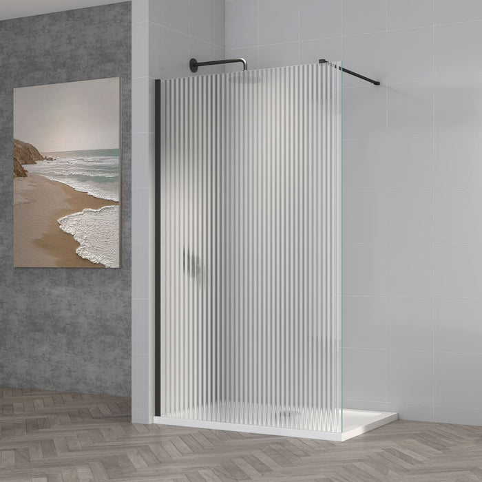 Tailored TI8 8mm Wetroom Fluted Glass Panel with Profile Kit