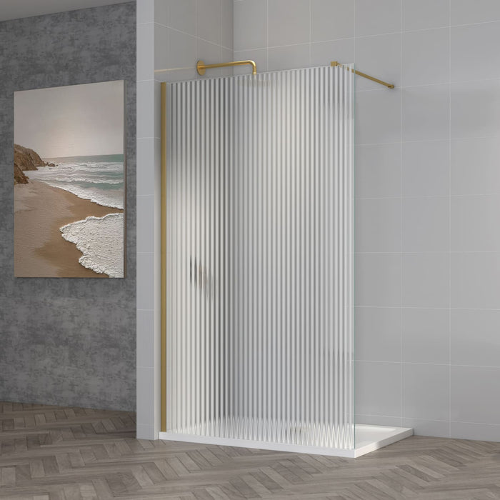 Tailored TI8 8mm Wetroom Fluted Glass Panel with Profile Kit