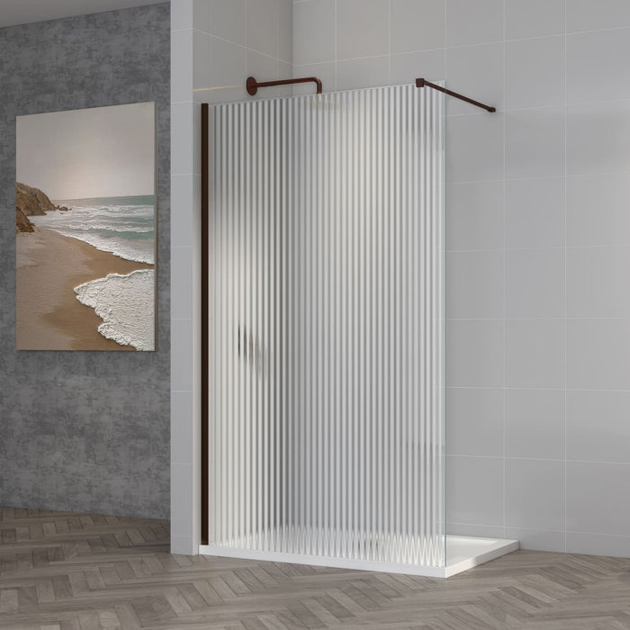 Tailored TI8 8mm Wetroom Fluted Glass Panel with Profile Kit