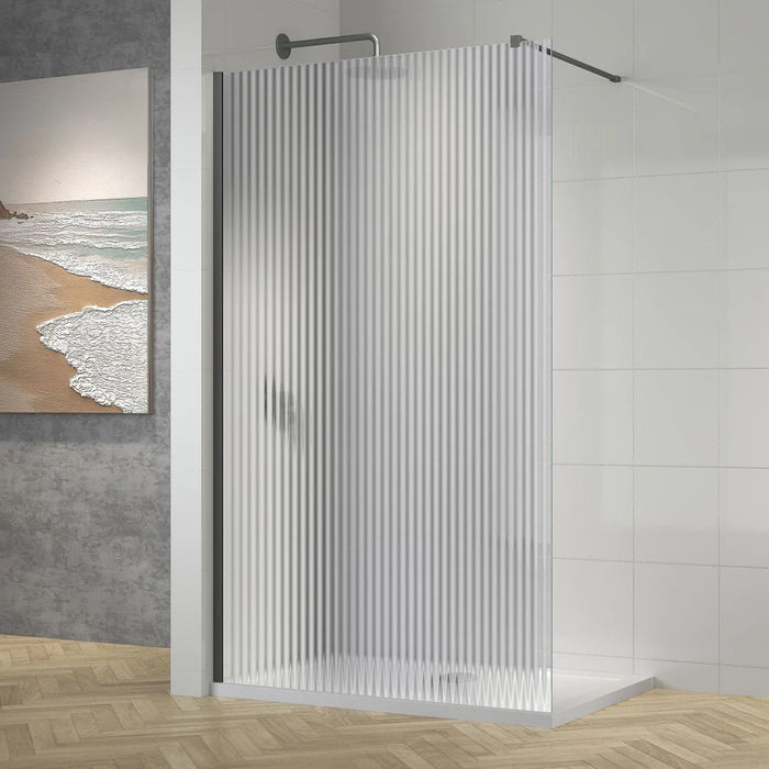 Tailored TI8 8mm Wetroom Fluted Glass Panel with Profile Kit