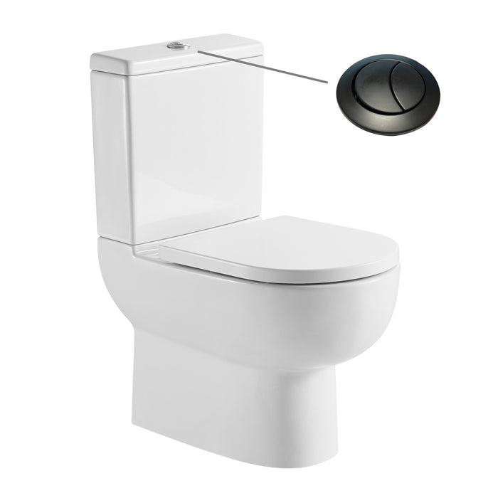 Tailored Tornio Rimless Closed Back D-Shape Close Coupled Toilet with Soft Close Seat