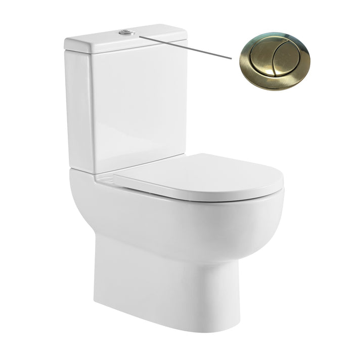 Tailored Tornio Rimless Closed Back D-Shape Close Coupled Toilet with Soft Close Seat
