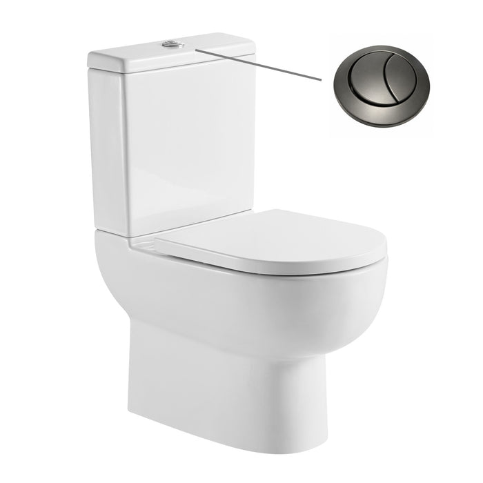 Tailored Tornio Rimless Closed Back D-Shape Close Coupled Toilet with Soft Close Seat