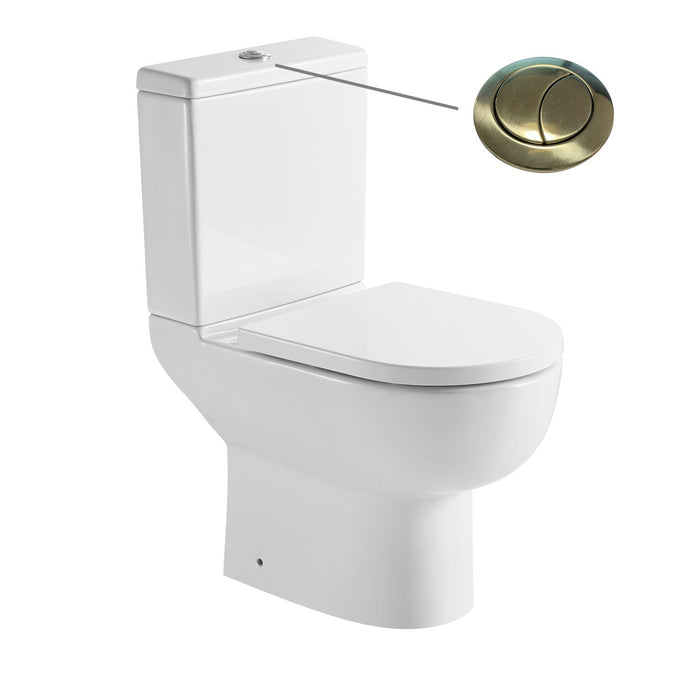 Tailored Tornio Rimless Open Back D-Shape Close Coupled Toilet with Soft Close Seat