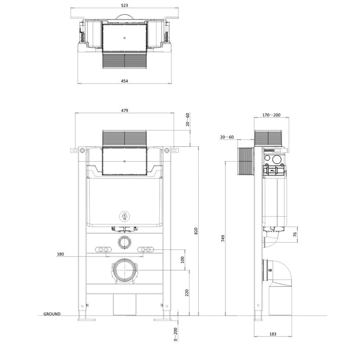 Crosswater Venue 820mm Concealed Cistern Toilet Frame Set 1