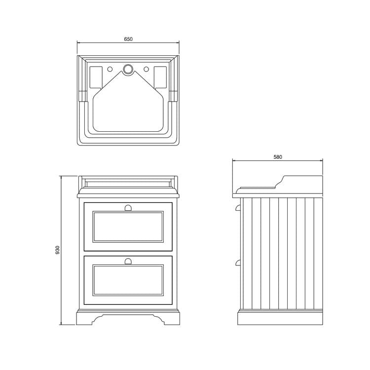 Burlington 650mm 2 Drawer Floorstanding Vanity Unit