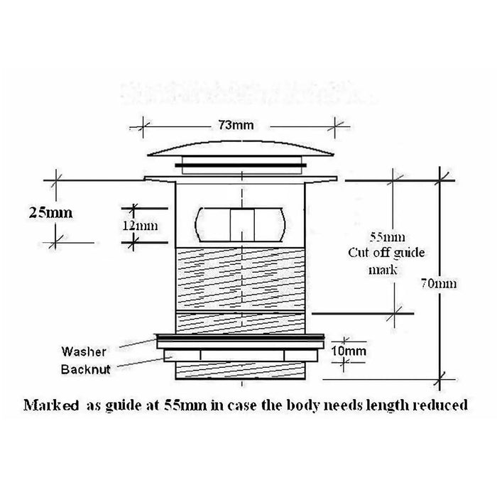 BC Designs Push Down Slotted Bath Waste for Cian Baths