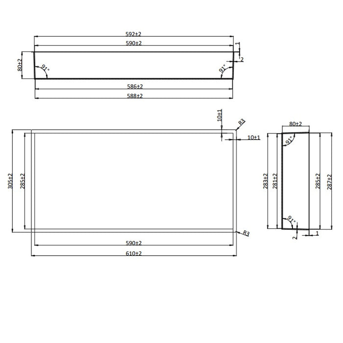 Crosswater Rectangular Shower Niche with LED Light Strip - 610mm x 305mm