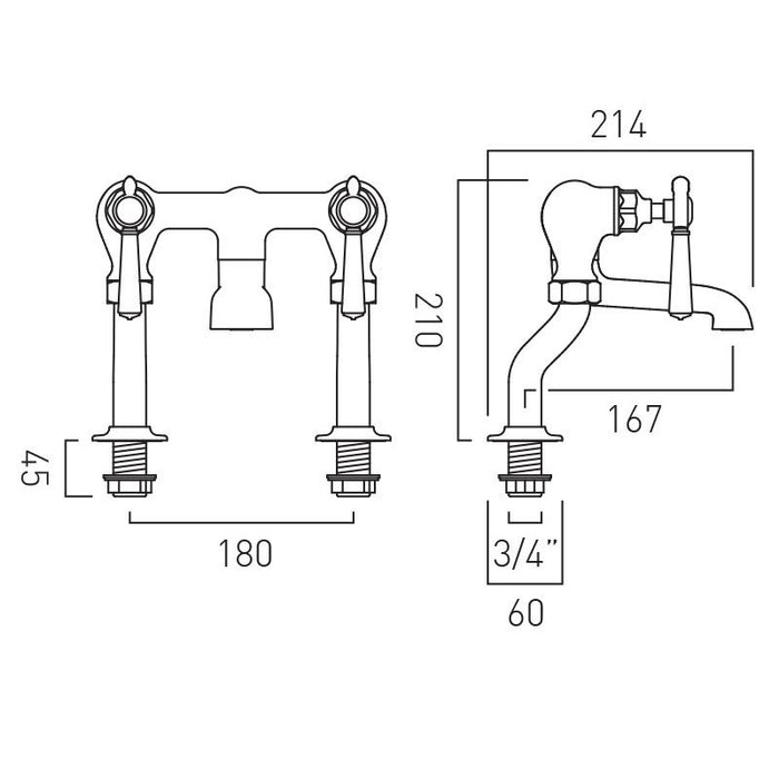 Vado Axbridge Lever Bath Filler Tap