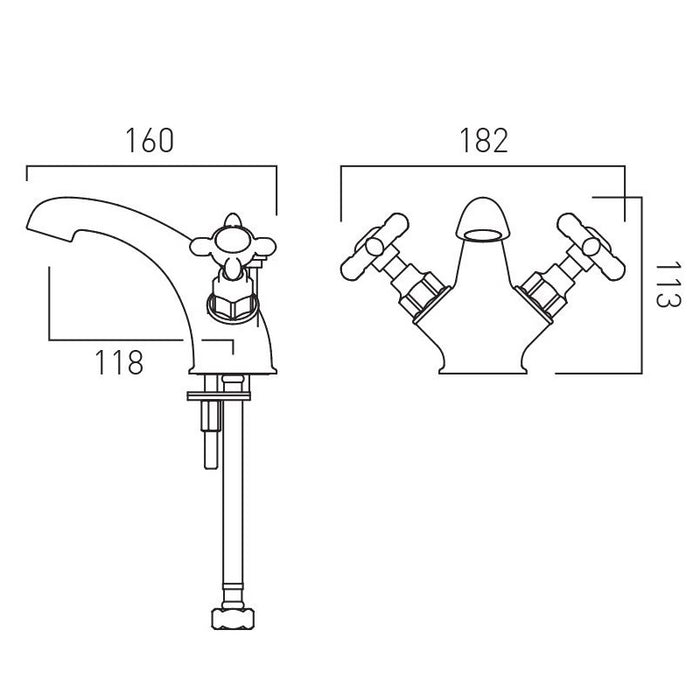 Vado Axbridge Crosshead Mono Basin Mixer Tap With Pop-Up Basin Waste
