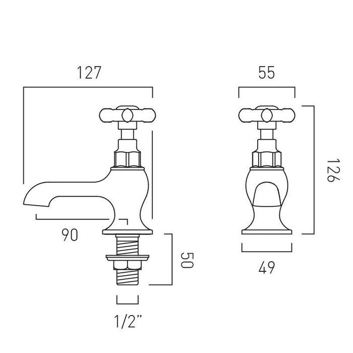 Vado Axbridge Crosshead Basin Pillar Taps