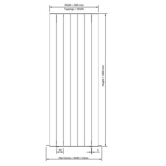 Eastbrook Guardia Aluminium Vertical Designer Radiator - 1800mm X 660mm - Matt White