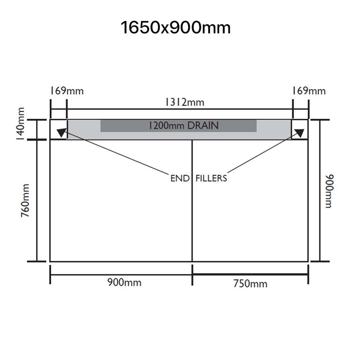 UniSlope 1K Black Long Linear Drain Wetroom Shower Kit