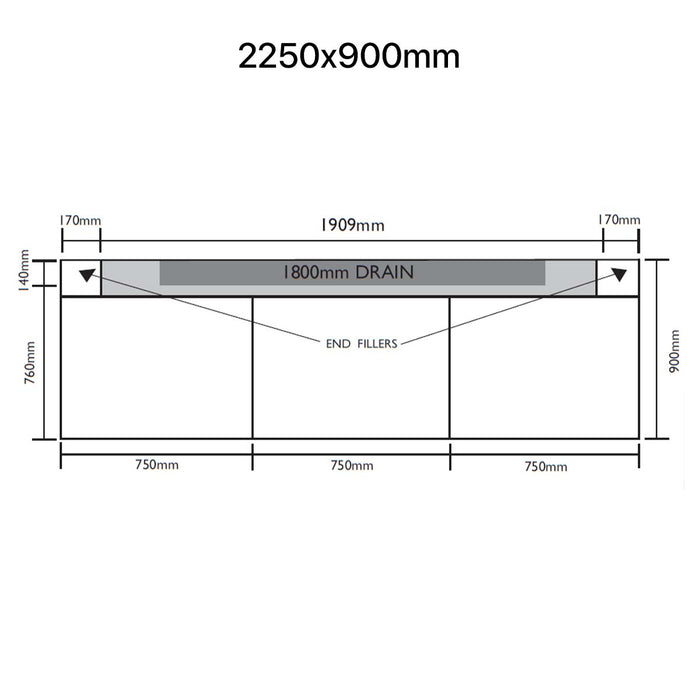 UniSlope 1K Black Long Linear Drain Wetroom Shower Kit