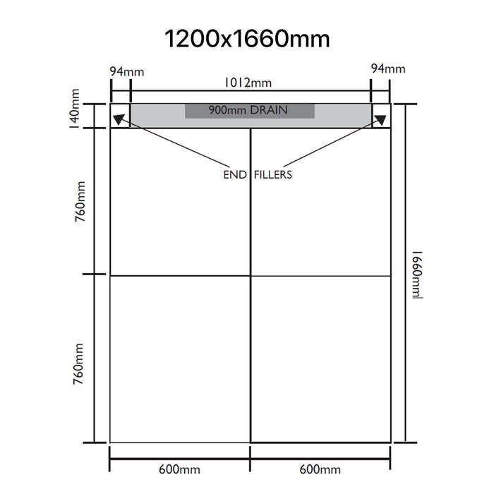 UniSlope 1K Black Long Linear Drain Wetroom Shower Kit