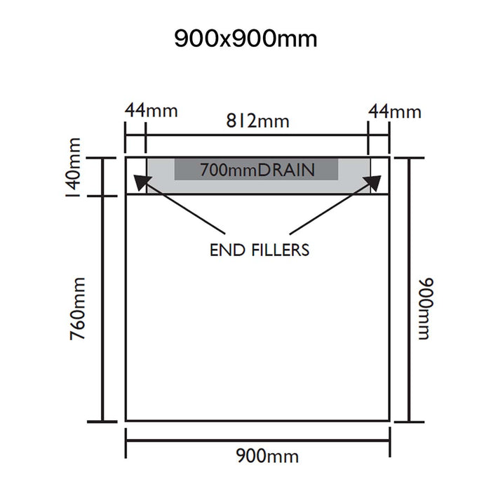 UniSlope 1K Black Short Linear Drain Wetroom Shower Kit