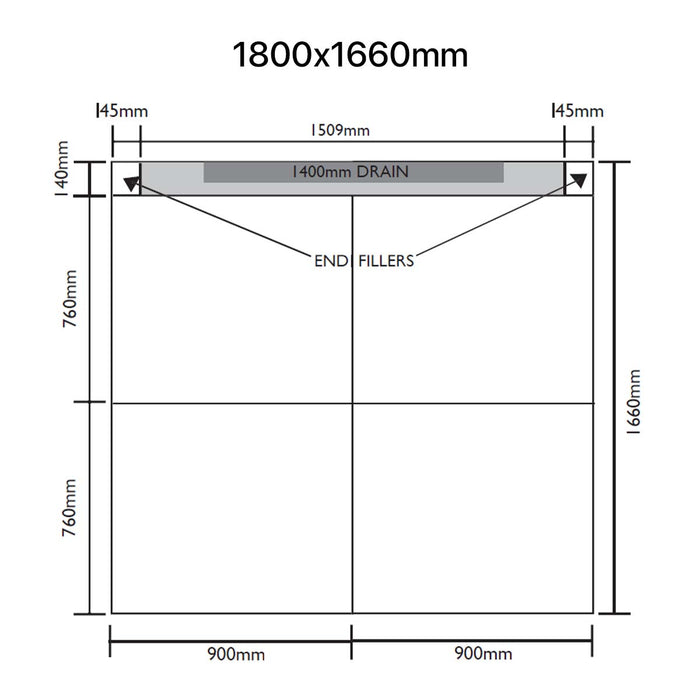 UniSlope 1K Brushed Brass Long Linear Drain Wetroom Shower