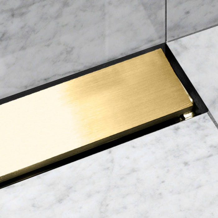 UniSlope 1K Brushed Brass Long Linear Drain Wetroom Shower