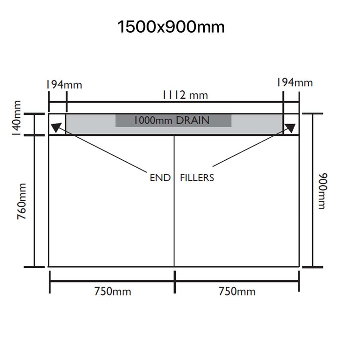 UniSlope 1K Long Linear Drain HighLine Cassette & 15mm