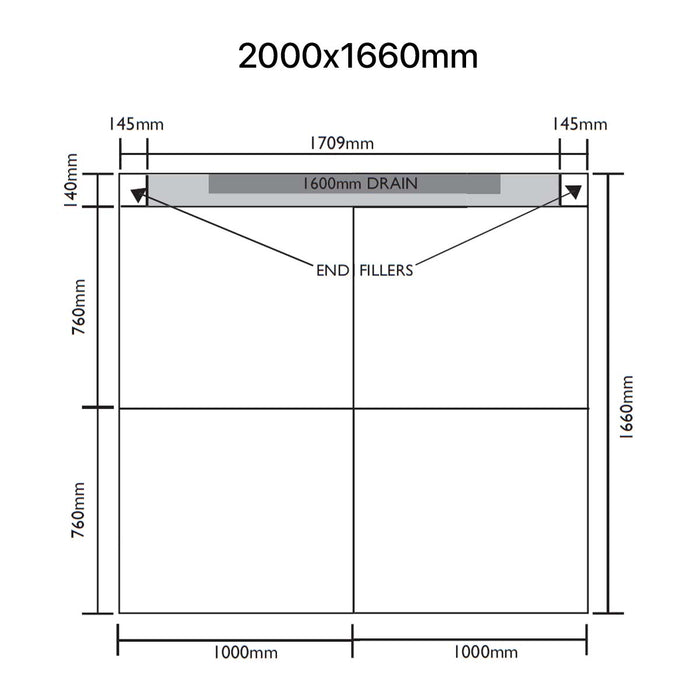 UniSlope 1K Long Linear Drain HighLine Cassette & 15mm