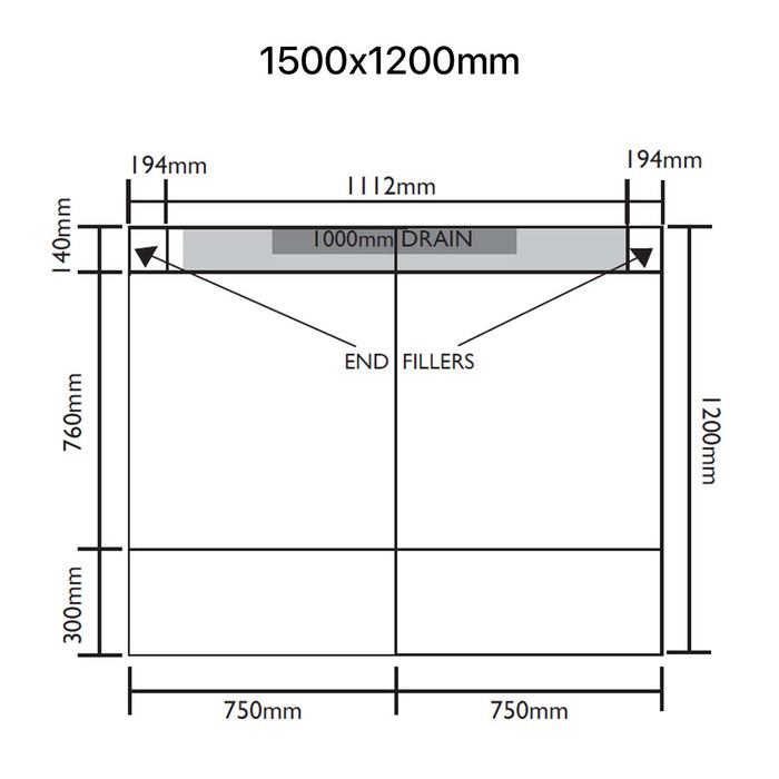 UniSlope 1K Long Linear Drain HighLine Cassette & 15mm