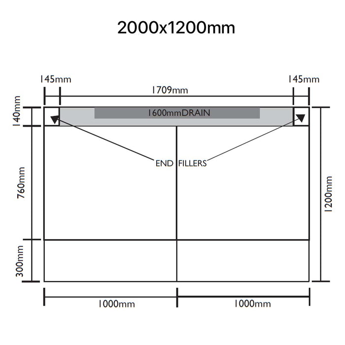 UniSlope 1K Long Linear Drain HighLine Cassette & 15mm