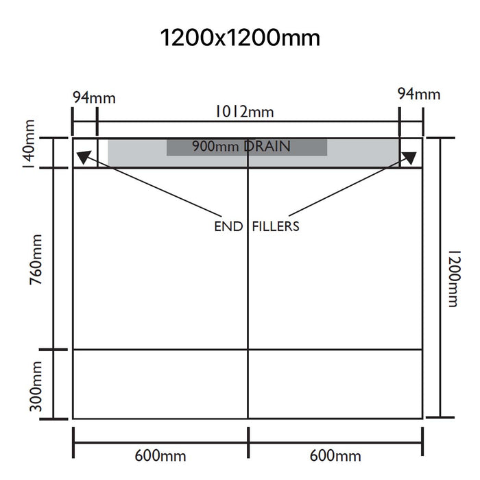 UniSlope 1K Long Linear Drain HighLine Cassette & 15mm