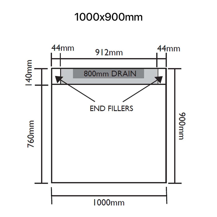 UniSlope 1K Short Linear Drain HighLine Cassette & 15mm