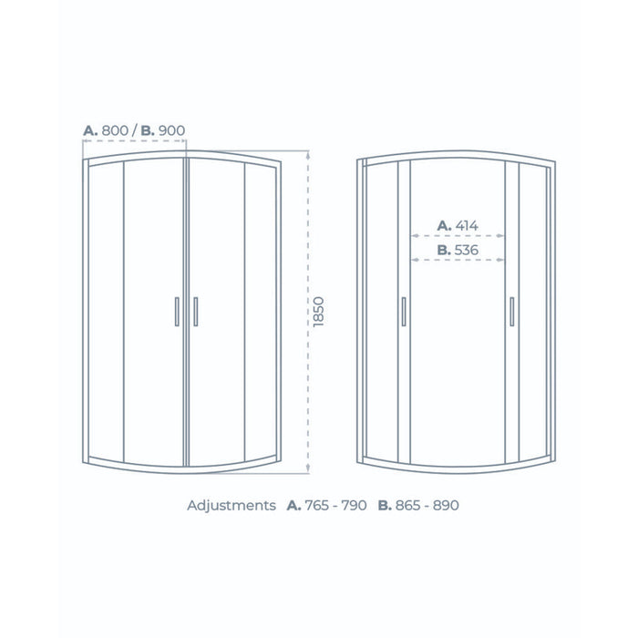Sonas Strata 6mm Double Door Quadrant Shower Door - Chrome