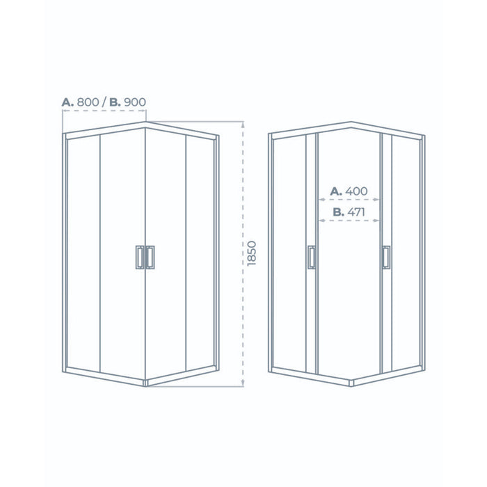 Sonas Strata 6mm Double Door Corner Entry Shower Door - Chrome