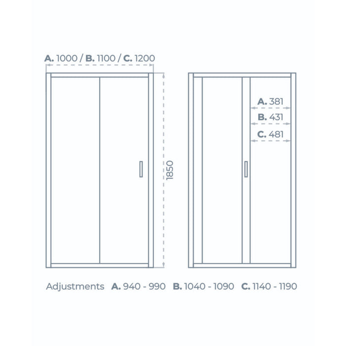 Sonas Strata 6mm Sliding Shower Door - Chrome