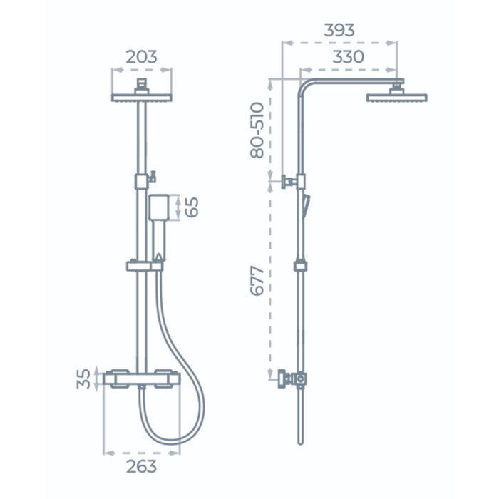 Sonas Strata Square Thermostatic Shower Kit - Chrome