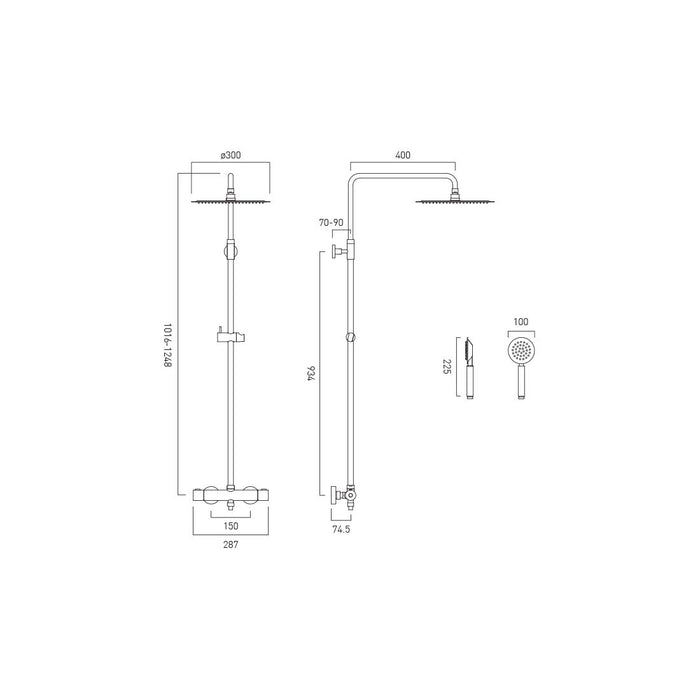 Vado Aquablade Adjustable Round Thermostatic Shower column
