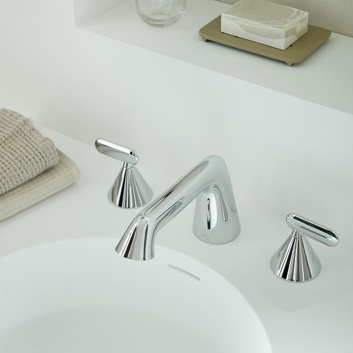 Vado Arrondi Deck Mounted 3 Hole Basin Mixer Tap With Lever