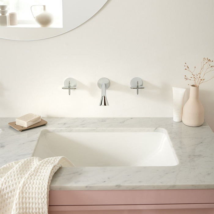 Vado Arrondi Wall Mounted 3 Hole Basin Mixer Tap