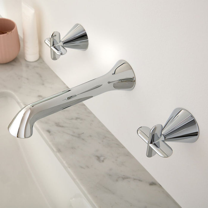 Vado Arrondi Wall Mounted 3 Hole Basin Mixer Tap