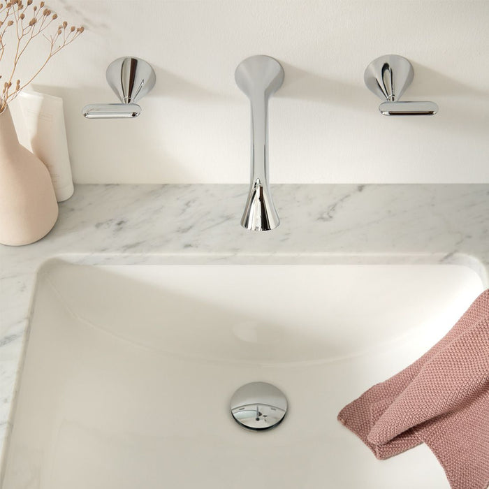 Vado Arrondi Wall Mounted 3 Hole Basin Mixer Tap With Lever