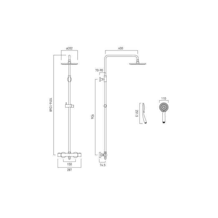 Vado Atmosphere Adjustable Round Thermostatic Shower column