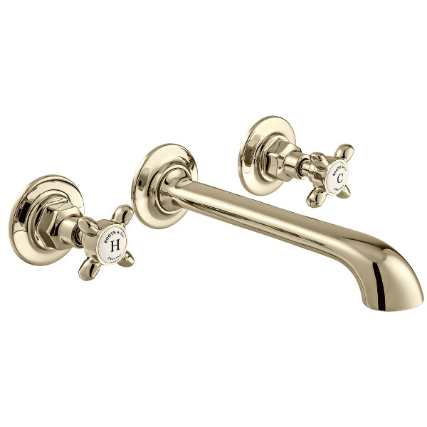 Vado Axbridge Crosshead 3 Hole Wall Mounted Basin Mixer Tap