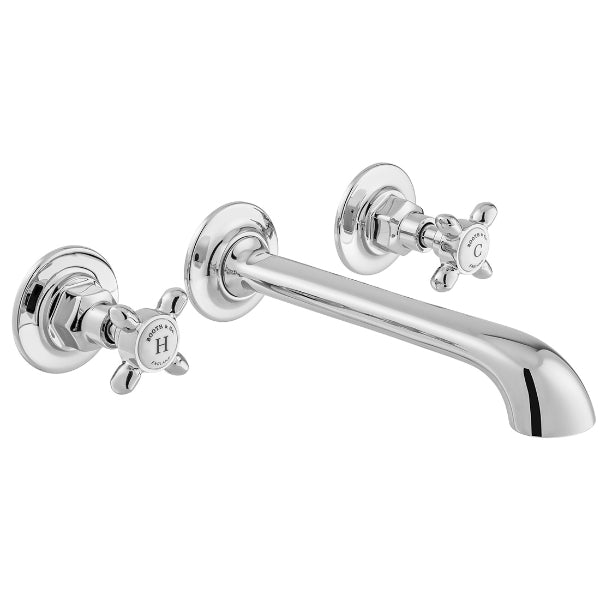 Vado Axbridge Crosshead 3 Hole Wall Mounted Basin Mixer Tap
