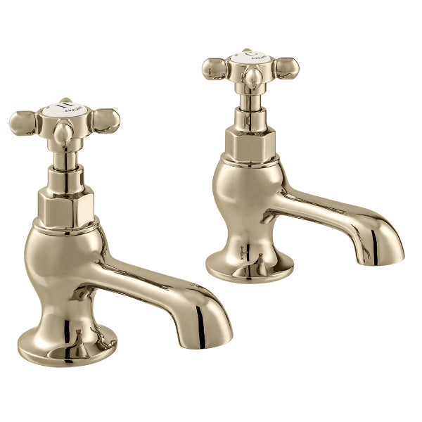 Vado Axbridge Crosshead Basin Pillar Taps - Bright Nickel