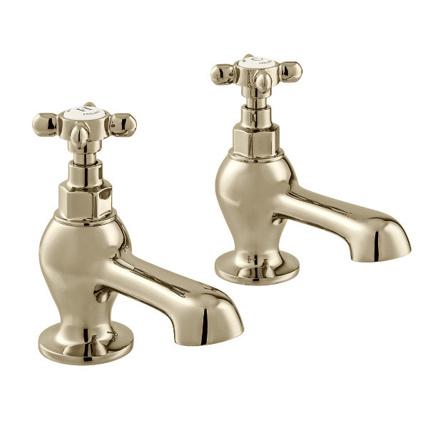 Vado Axbridge Crosshead Bath Pillar Taps - Bright Nickel