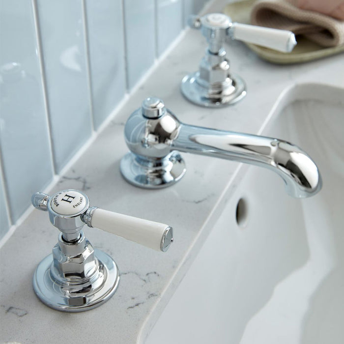 Vado Axbridge Lever 3 Hole Basin Mixer Tap With Pop-Up