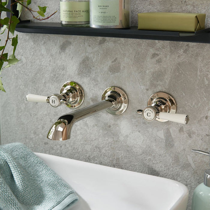 Vado Axbridge Lever 3 Hole Wall Mounted Basin Mixer Tap